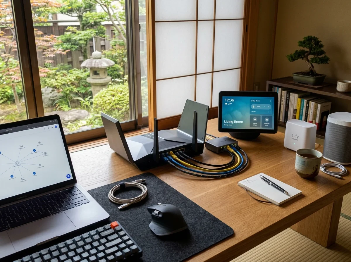 Tapoのハブをルーターや電源の近くに置くイメージ