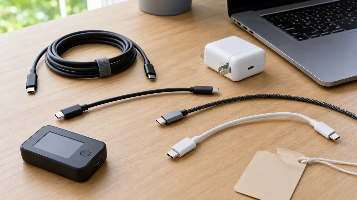 USB-Cケーブルを用途別に並べたイメージ