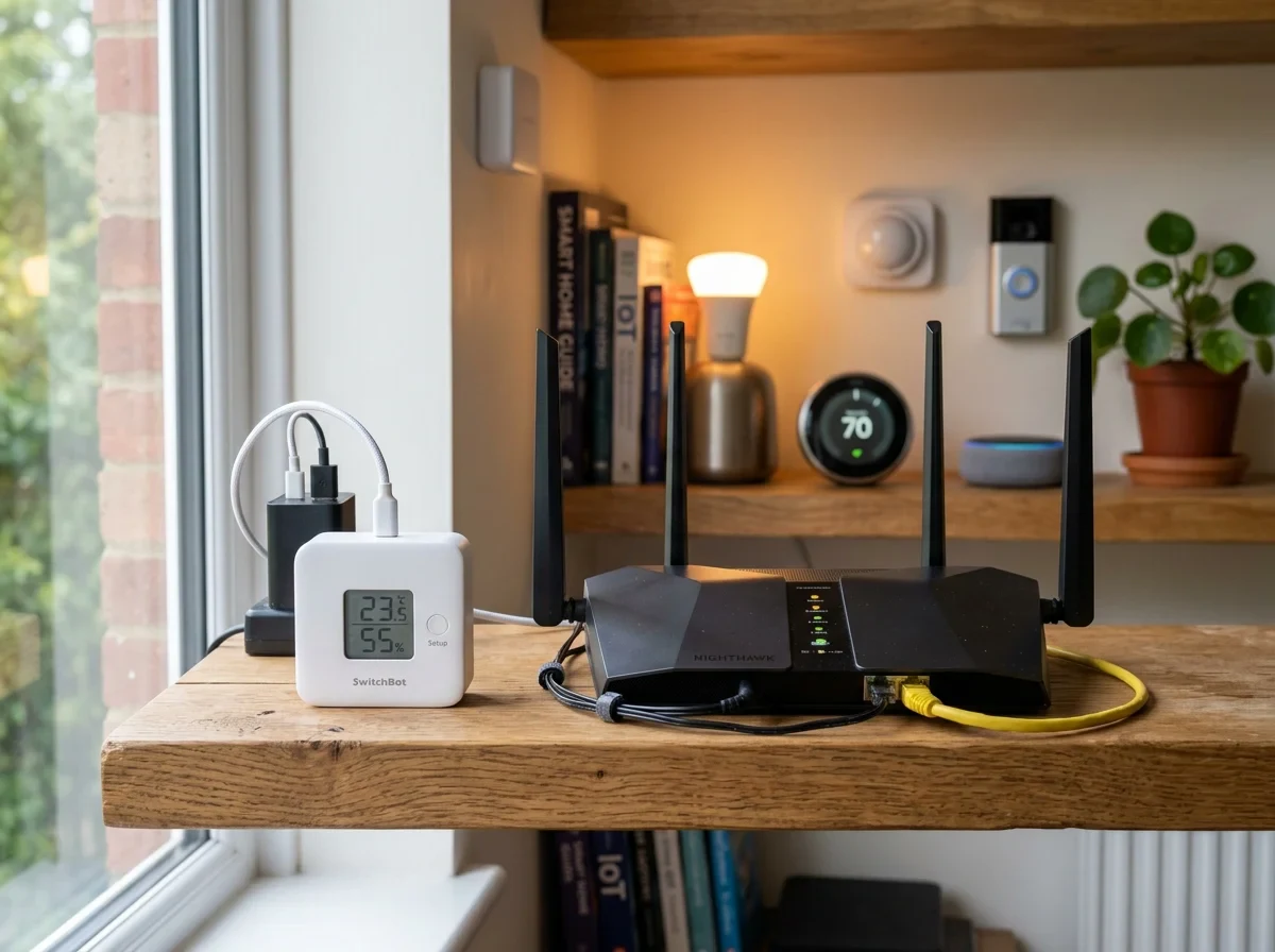SwitchBot HubとWi-Fiルーターの位置関係を確認するイメージ